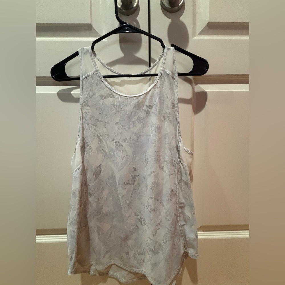 Lululemon Athletica White Patterned Tank Top